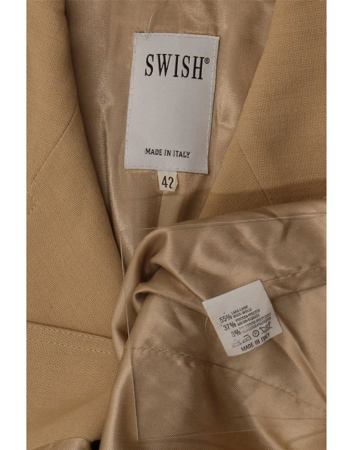 Swish Womens 4 Button Blazer Jacket IT 42 Medium Beige Wool