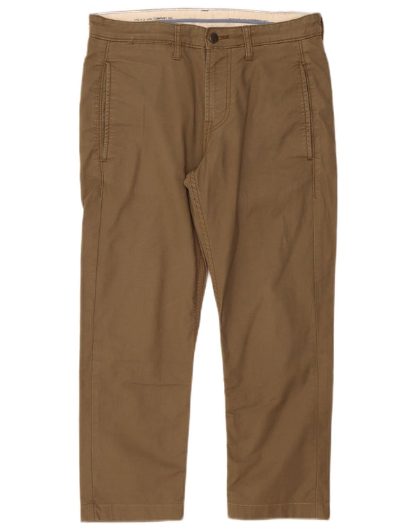 Lee Mens Crop Straight Παντελόνι Chino W28 L24 Χακί Βαμβακερό
