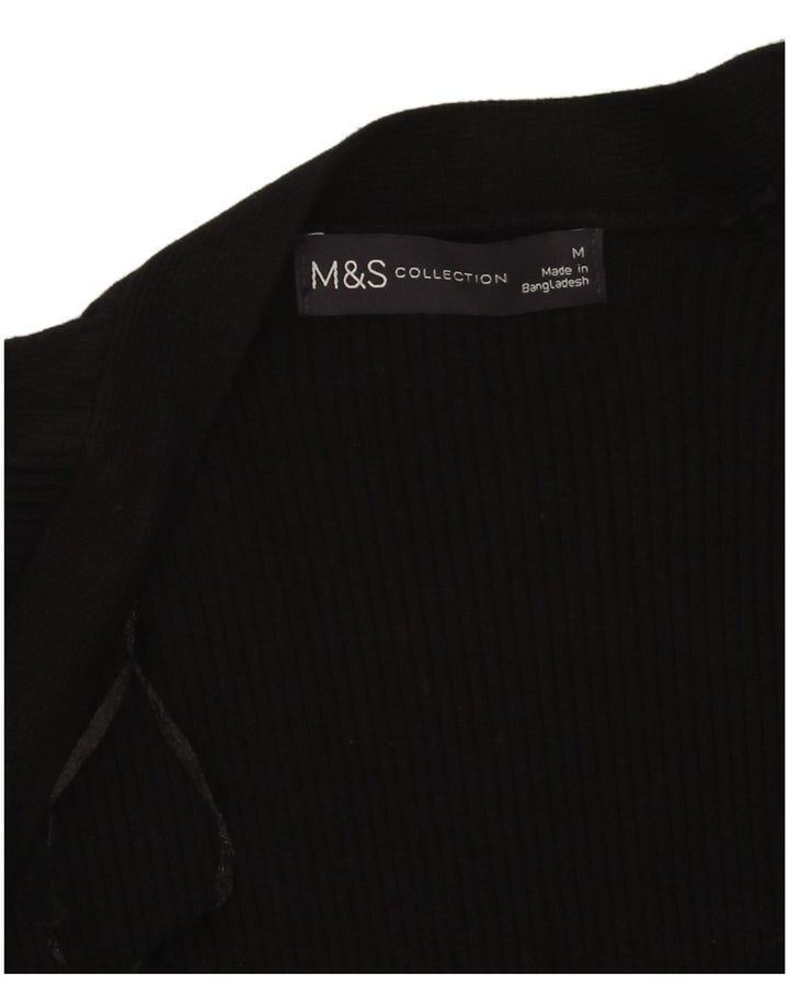 Marks & Spencer Γυναικείο ανοιχτό πουλόβερ ζακέτα UK 14 μεσαία μαύρη βισκόζη