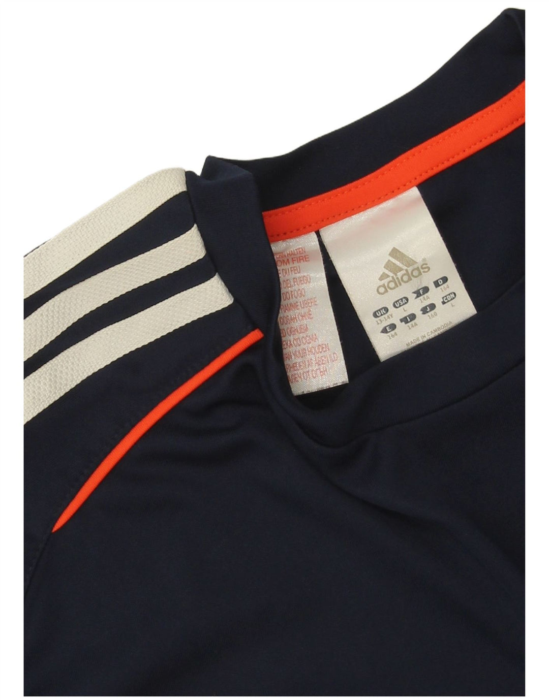 Adidas Boys T-shirt Top 13-14 Years Navy Blue Colorblock Polyester