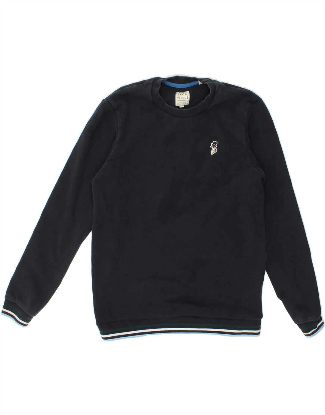 JACK WILLS Mens Sweatshirt Jumper Small Navy Blue Cotton Vintage Jack Wills and Second-Hand Jack Wills from Messina Hembry 