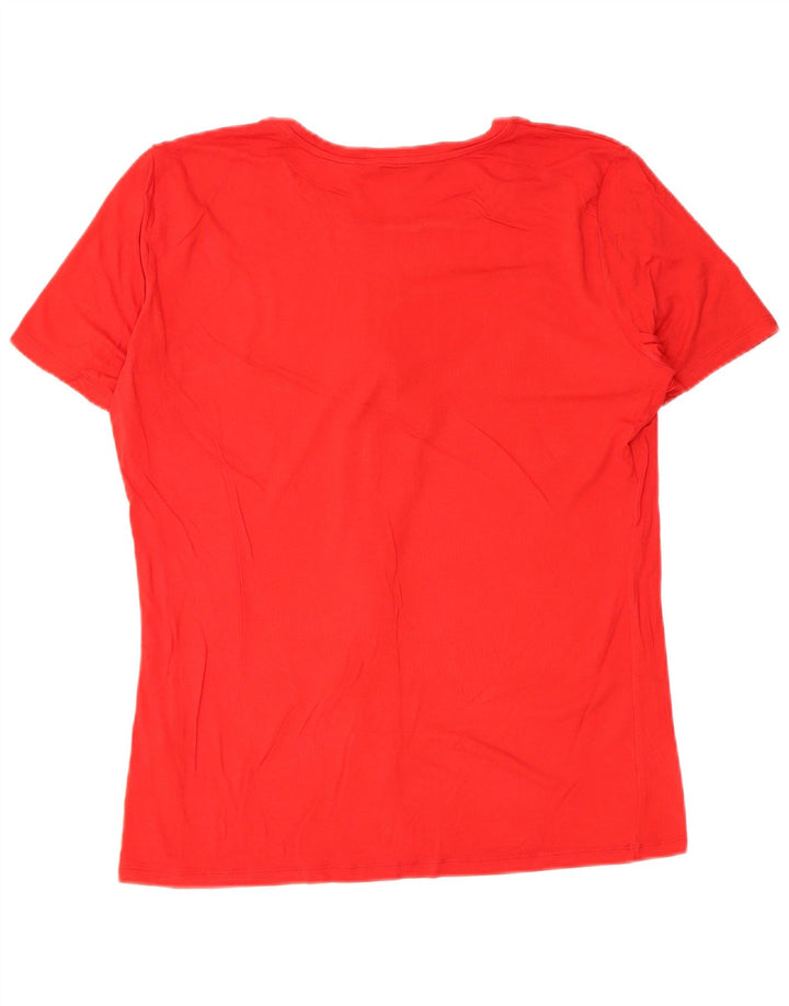 Guess Γυναικείο T-Shirt Top UK 16 μεγάλη κόκκινη βισκόζη