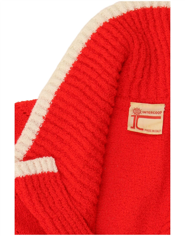 Γυναικείο αμάνικο πουλόβερ VINTAGE Crop UK 14 μεσαίο κόκκινο ριγέ