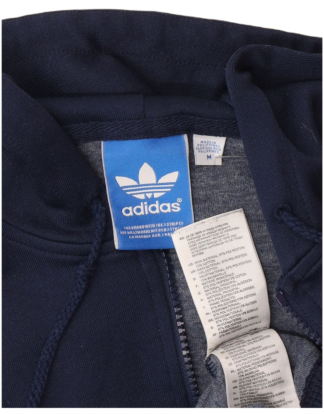 Ανδρικό πουλόβερ με κουκούλα με φερμουάρ Adidas με μεσαίο μπλε πολυεστέρα
