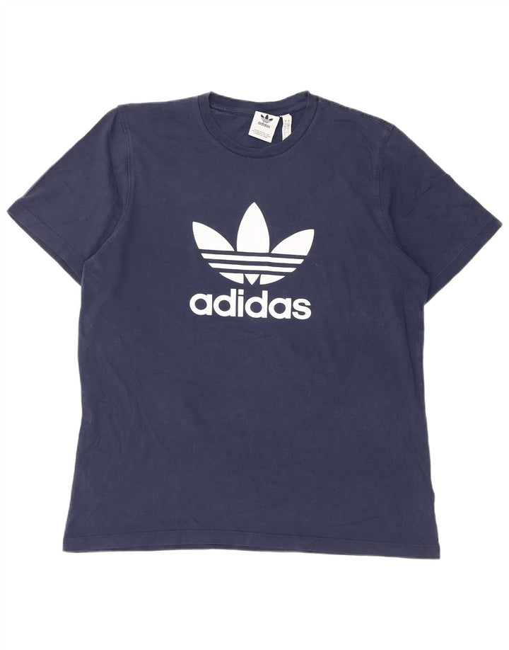 Ανδρικό γραφικό T-Shirt ADIDAS Top Large Navy Blue από βαμβάκι