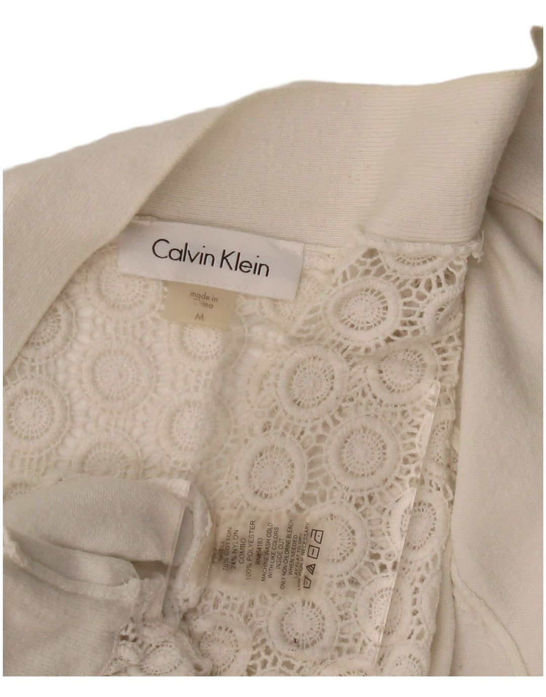 CALVIN KLEIN Γυναικείο πουλόβερ ζακέτα με 3/4 μανίκια UK 12 Medium Off White
