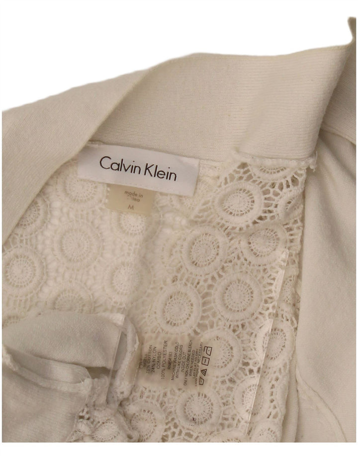 CALVIN KLEIN Γυναικείο πουλόβερ ζακέτα με 3/4 μανίκια UK 12 Medium Off White