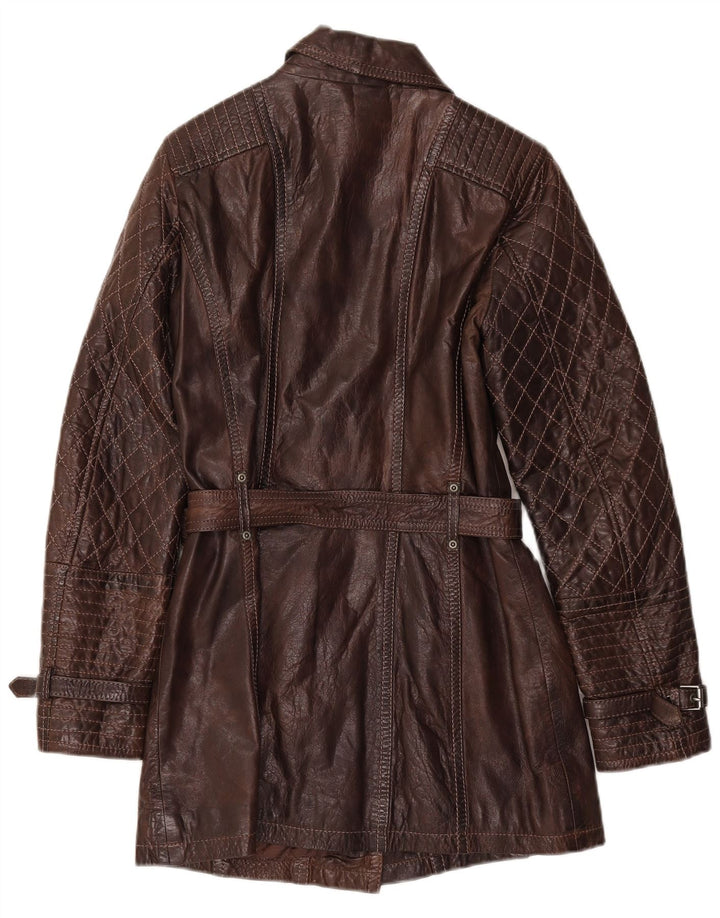 Gipsy Γυναικείο Δερμάτινο Παλτό UK 10 Small Brown