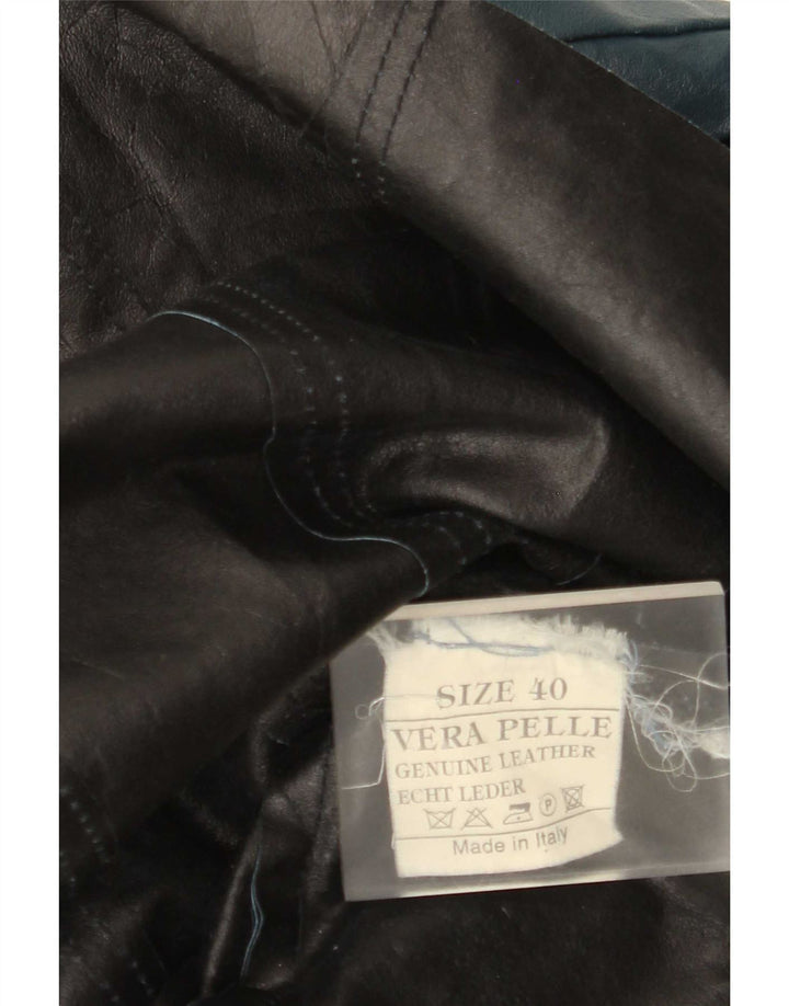 Vintage Γυναικείο Δερμάτινο Παλτό IT 40 Small Blue Colourblock