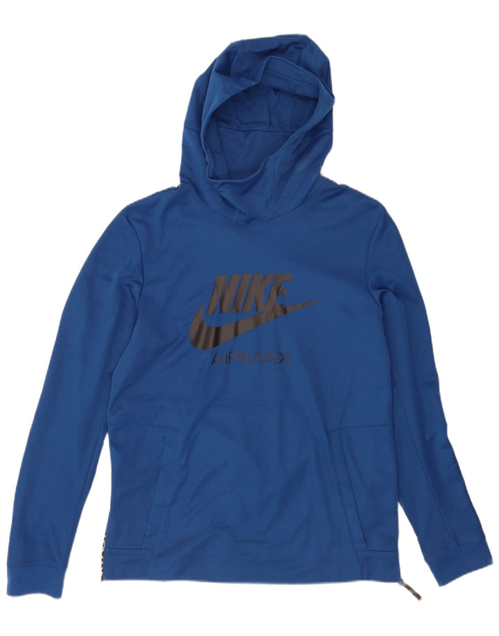 Ανδρικά γραφικά κουκούλα Nike, μεσαίο μπλε βαμβακερό