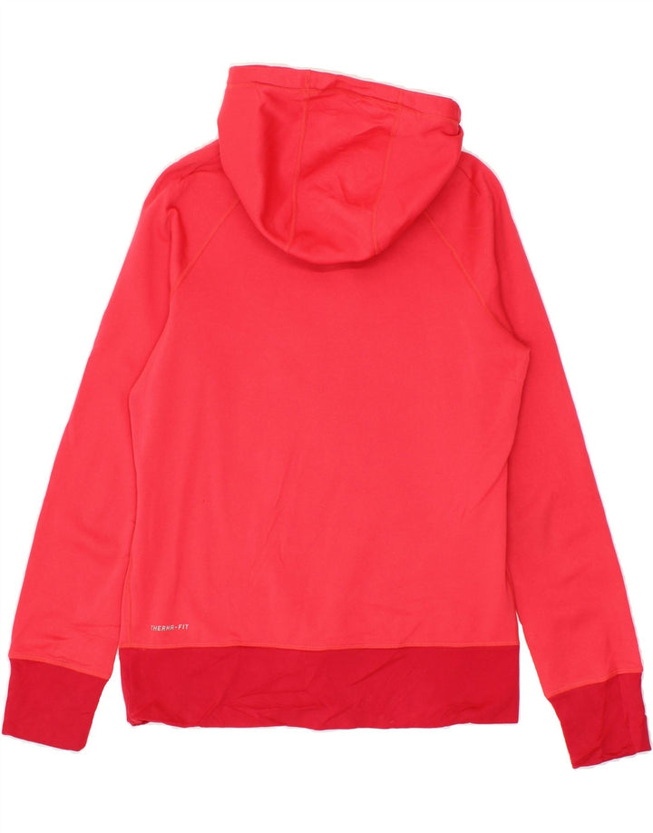 NIKE Womens Therma-Fit Hoodie Jumper UK 14 Medium Red Polyester Vintage Nike and Second-Hand Nike from Messina Hembry 