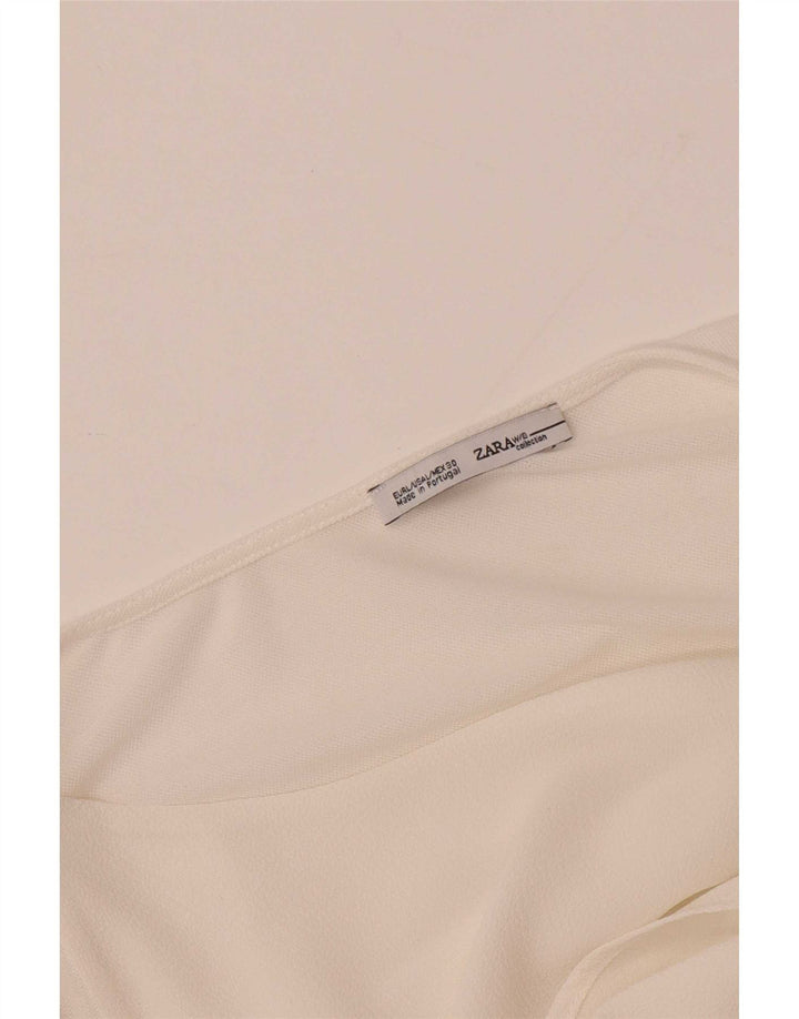 Zara Γυναικεία μακρυμάνικη μπλούζα Crop Top UK 16 Large White