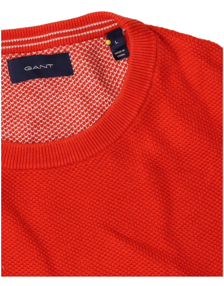 Πουλόβερ Gant Mens Crew Neck Jumper Μεγάλο Πορτοκαλί Βαμβακερό