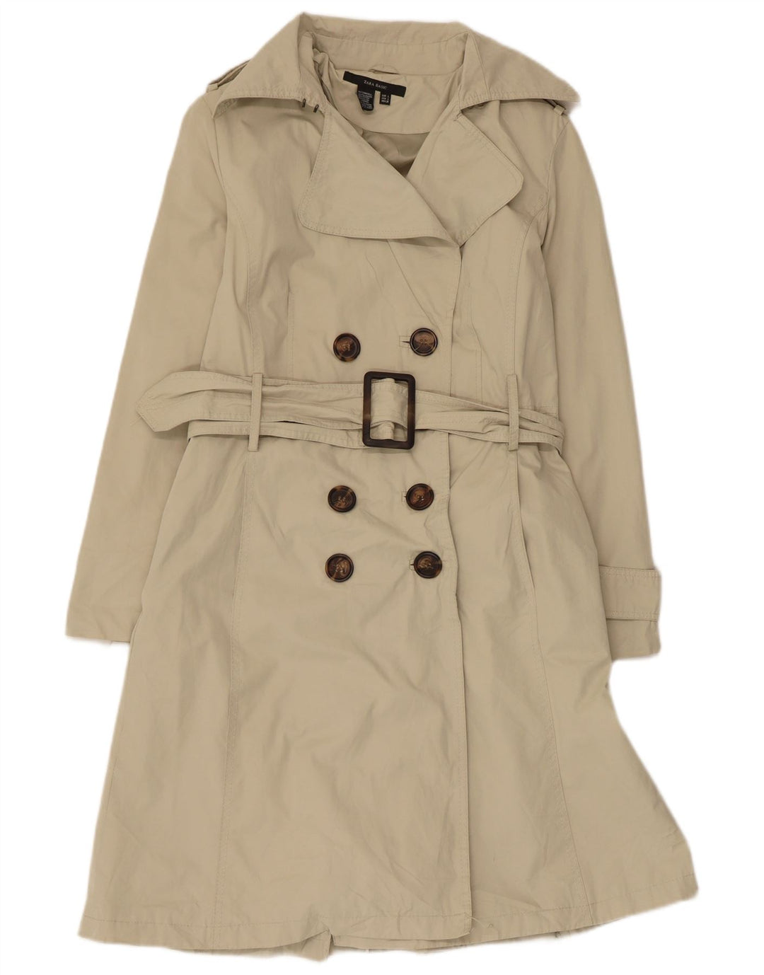 Zara Γυναικεία καμπαρντίνα με διπλό στήθος UK 14 Large Beige Polyester
