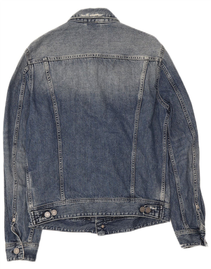 Replay Womens Distressed Denim Jacket UK 14 Medium Blue Cotton