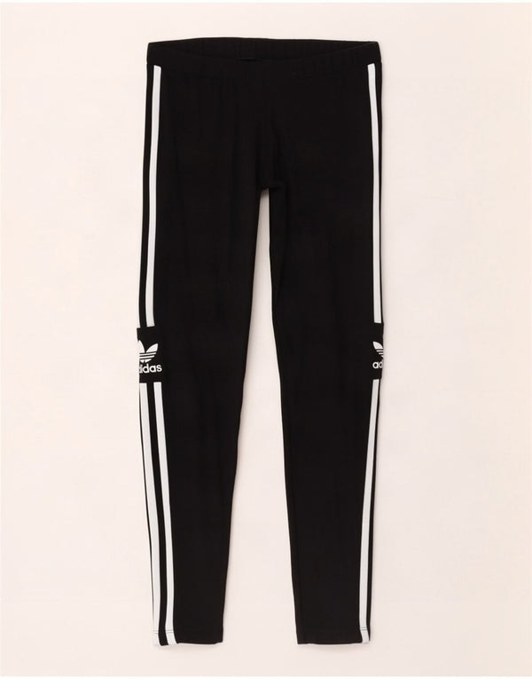 Adidas Womens Graphic Leggings UK 12 Medium Black Cotton
