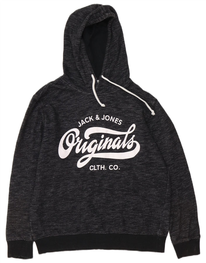 JACK & JONES Ανδρικά γραφικά κουκούλα με κουκούλα με μεγάλο γκρι πολυεστέρα