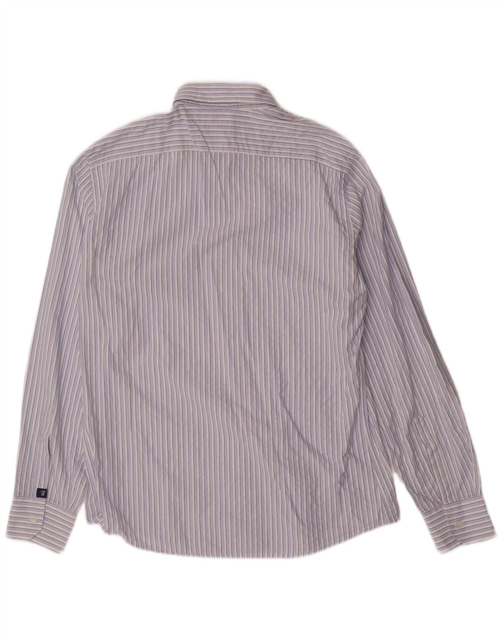 TRUSSARDI JEANS Ανδρικό πουκάμισο Βαμβακερό μεσαίο μπλε ριγέ