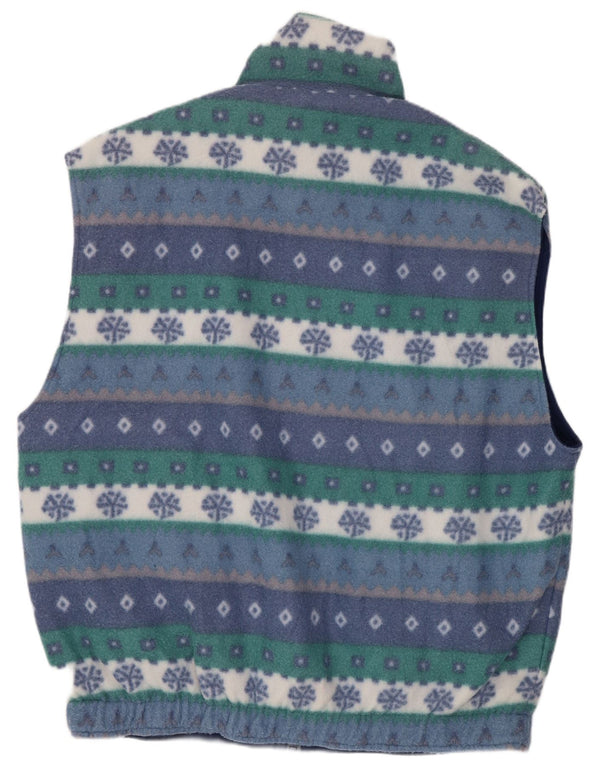 Vintage Ανδρικά Reversible Fleece Gilet UK 42 XL Blue Geometric Polyester