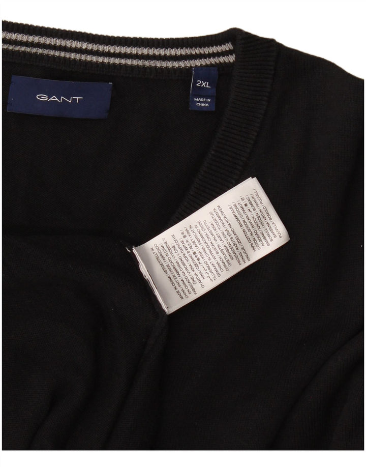 Ανδρικό πουλόβερ Gant V-Neck Jumper 2XL Μαύρο βαμβακερό