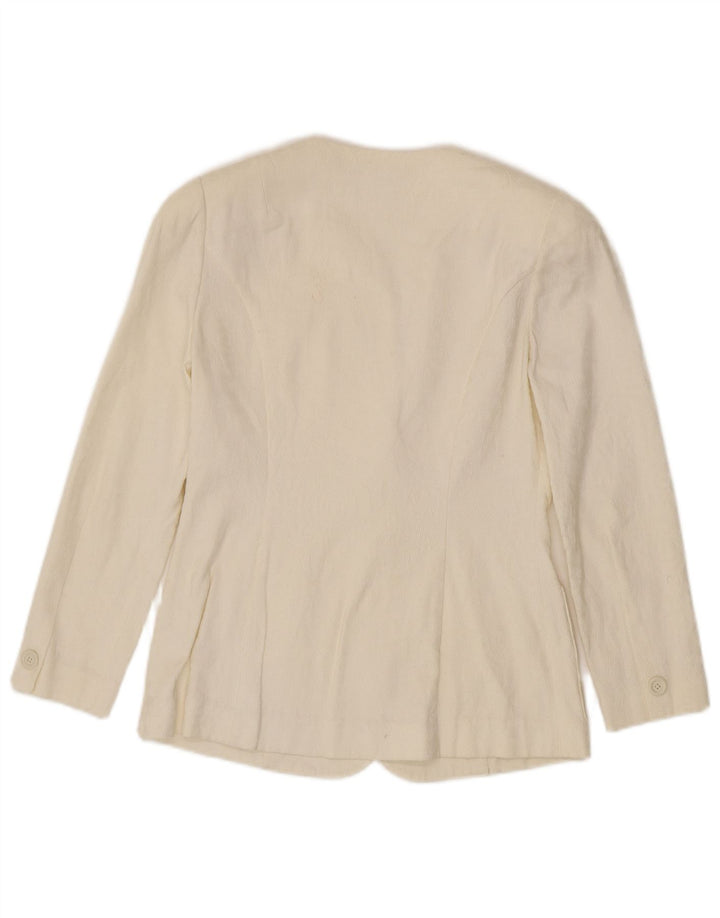 Jun Ashida Γυναικείο σακάκι 1 κουμπιού blazer UK 10 Small Off White Geometric