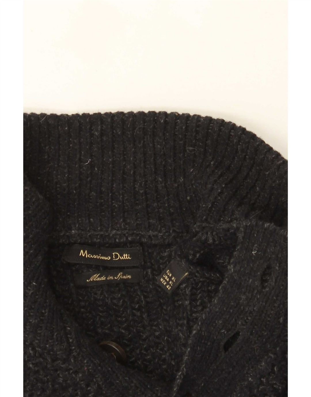 Massimo Dutti Ανδρικό πουλόβερ με λαιμό με κουμπιά XL με γκρι φλύκταινα