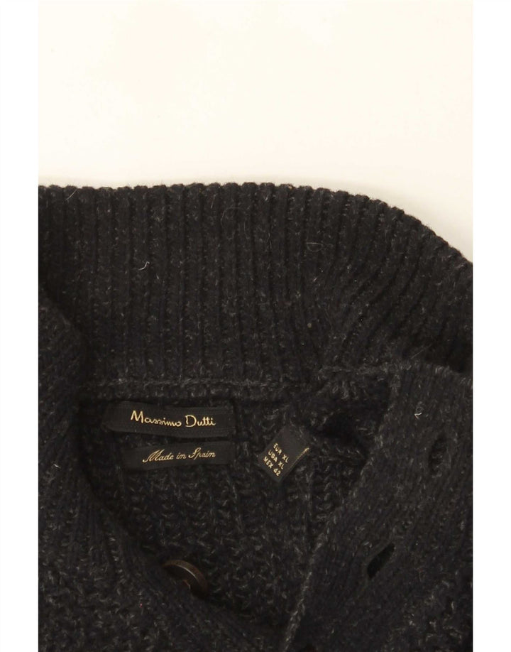 Massimo Dutti Ανδρικό πουλόβερ με λαιμό με κουμπιά XL με γκρι φλύκταινα