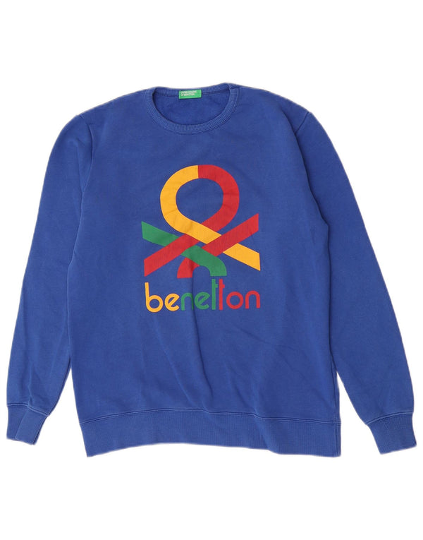 Γραφικό φούτερ Benetton Boys Jumper 13-14 ετών 3XL Μπλε βαμβακερό
