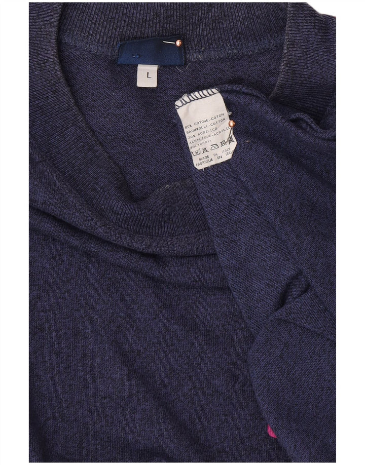 Ανδρικό γραφικό T-Shirt ASICS Top Large Navy Blue Colorblock Βαμβακερό