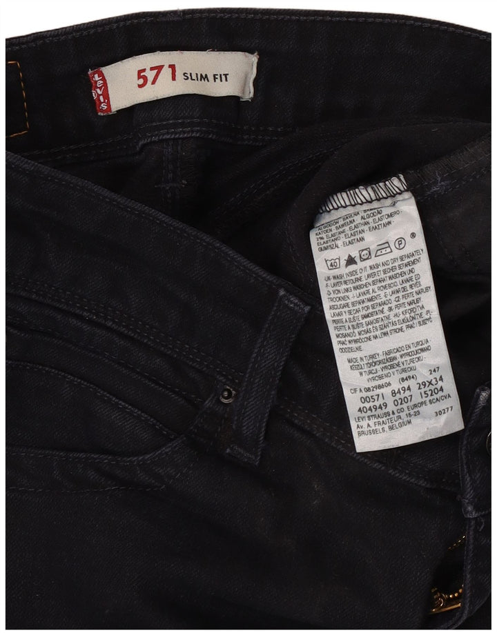 Γυναικείο Levi's 571 Slim Jeans W29 L30 Μαύρο βαμβακερό