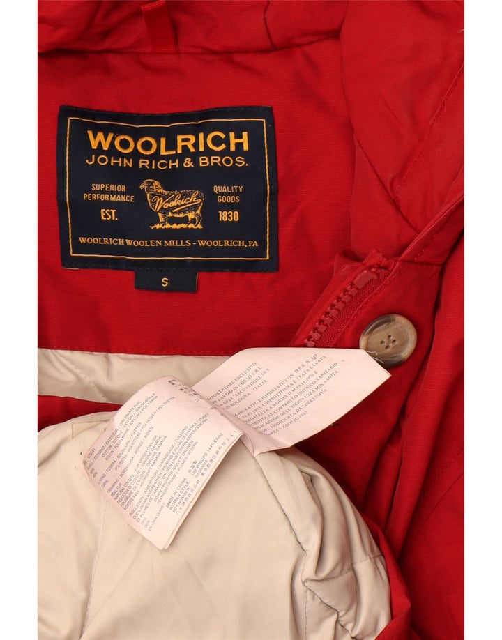 Woolrich Γυναικείο μπουφάν με κουκούλα UK 10 Small κόκκινο βαμβακερό