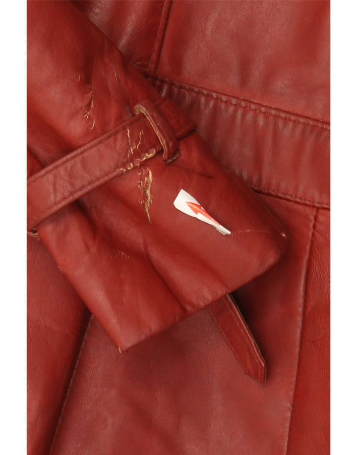 Όπερα Γυναικείο Δερμάτινο Παλτό UK 10 Small Burgundy Classic