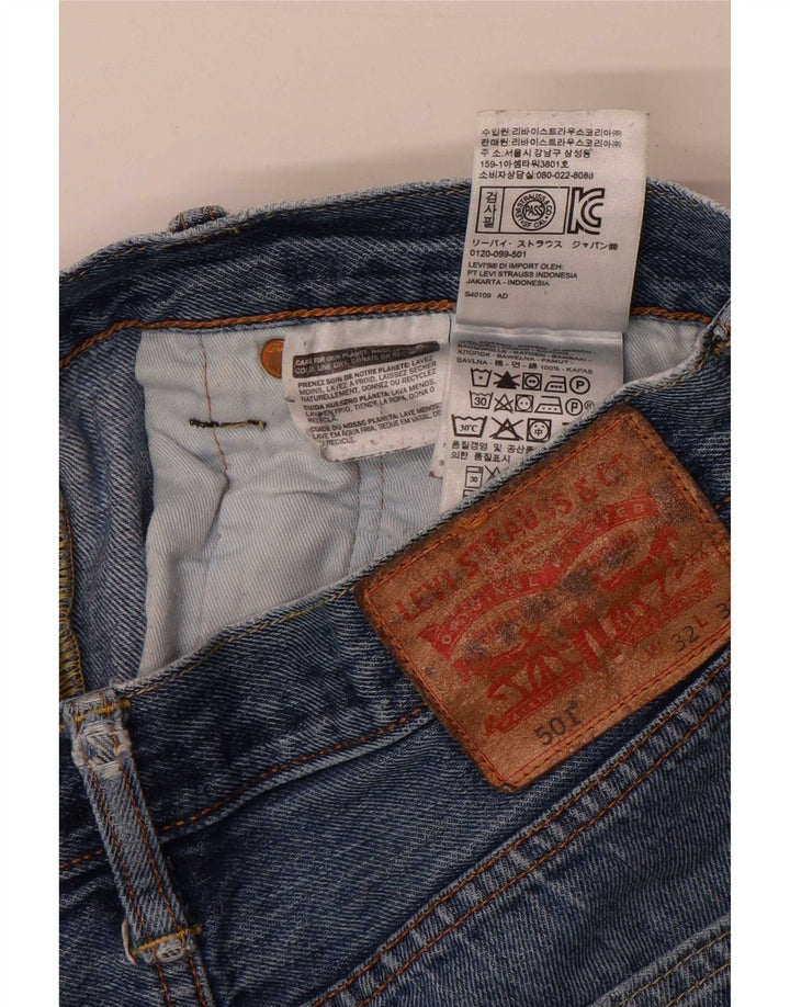 Levi's Mens 501 Distressed Straight Jeans W32 L32 Μπλε βαμβακερό