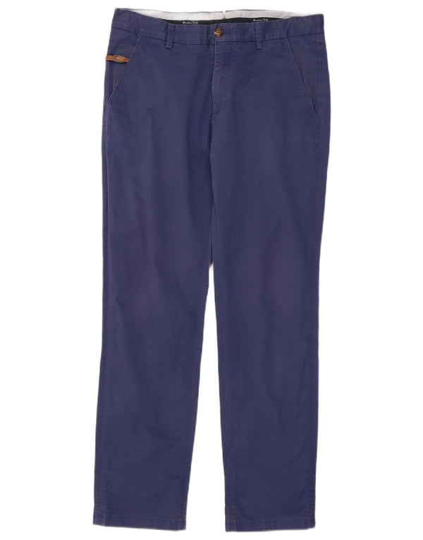 Massimo Dutti Ανδρικό παντελόνι Chino με λεπτή εφαρμογή EU 40 Medium W31 L30 Navy Blue
