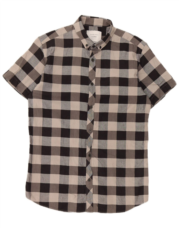 Jack & Jones Ανδρικό κοντομάνικο πουκάμισο Slim Fit Μικρό γκρι βαμβακερό