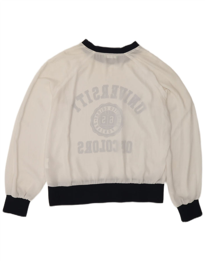Γυναικεία Benetton See Through Γραφικό Μακρυμάνικο UK 10 Small White