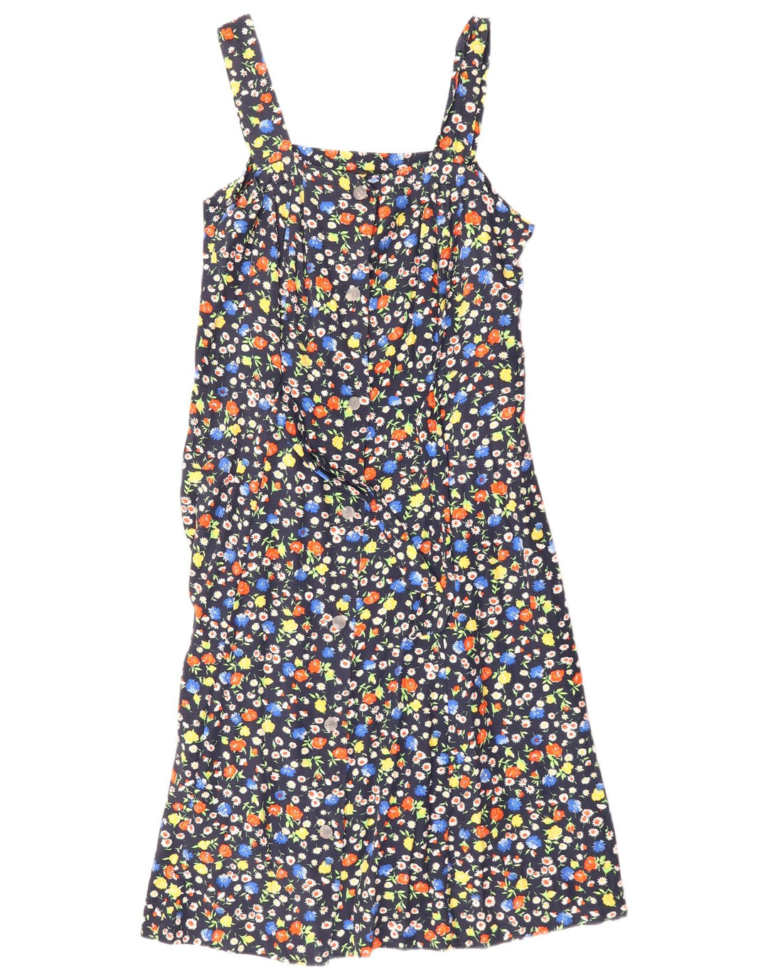 Vintage Γυναικείο Sundress UK 12 Medium Navy Blue Floral