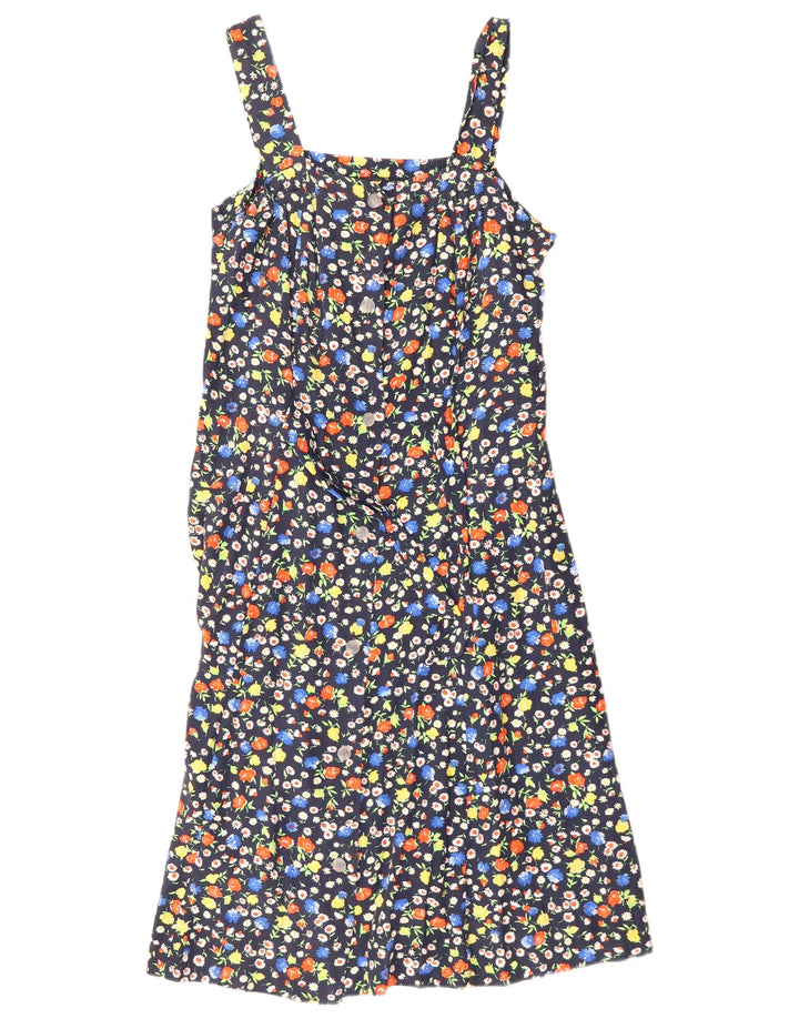 Vintage Γυναικείο Sundress UK 12 Medium Navy Blue Floral