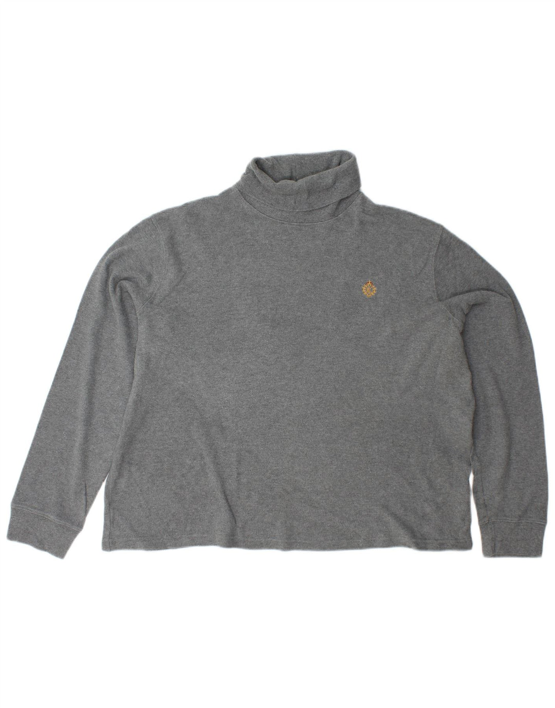 RALPH LAUREN Γυναικείο πουλόβερ με ρολό λαιμόκοψη UK 18 XL γκρι βαμβακερό