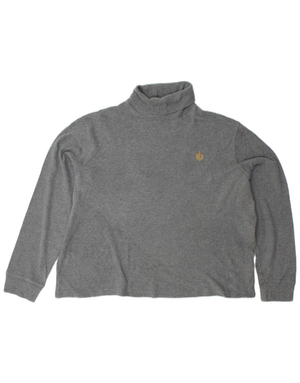 RALPH LAUREN Γυναικείο πουλόβερ με ρολό λαιμόκοψη UK 18 XL γκρι βαμβακερό