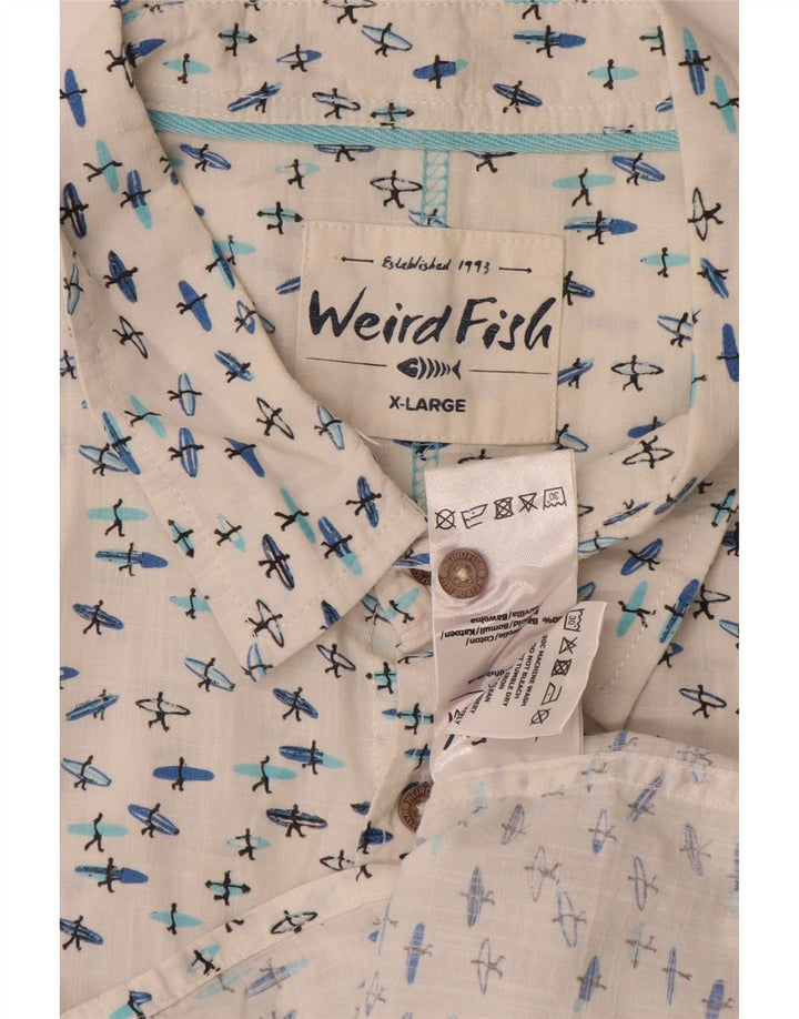 Μπλουζάκι Weird Fish Mens Abstract με κοντό μανίκι XL λευκό βαμβακερό