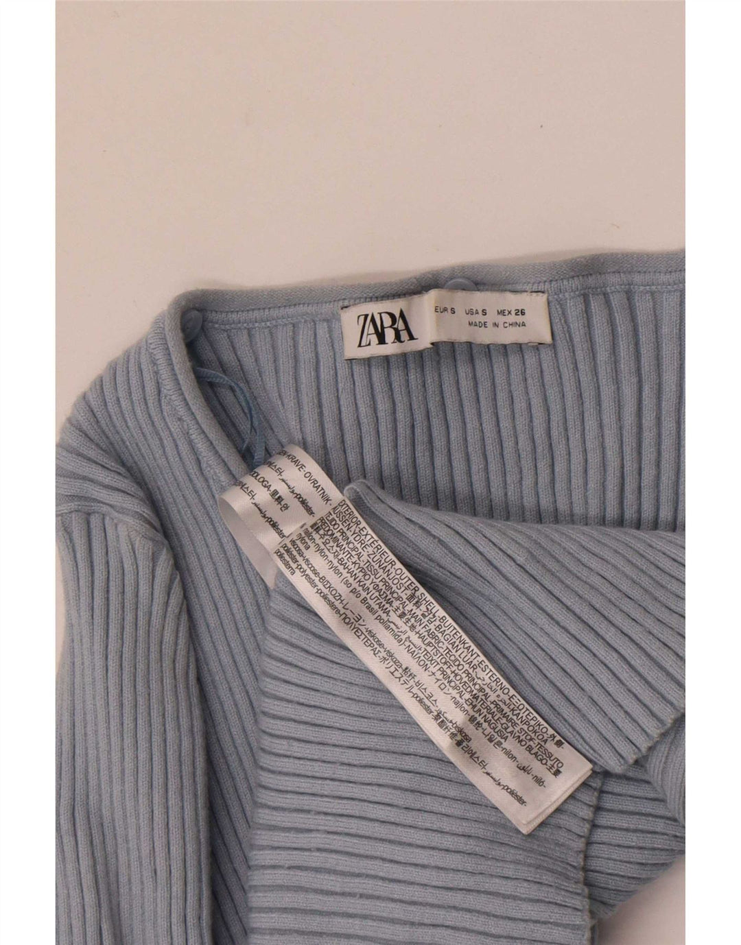 Zara Γυναικείο Crop Top UK 8 Small Blue Nylon