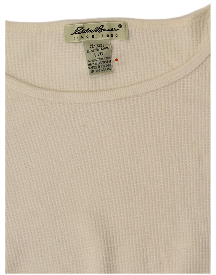 EDDIE BAUER Γυναικείο μακρυμάνικο UK 16 μεγάλο βαμβακερό υπόλευκο