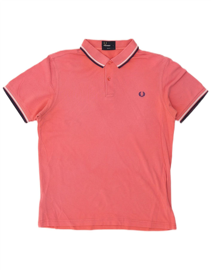 Fred Perry Ανδρικό πουκάμισο Polo Slim Fit μεγάλο ροζ βαμβακερό