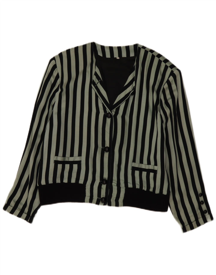 Vintage γυναικείο πουκάμισο μπλούζα EU 44 XL Πράσινη ριγέ βισκόζη