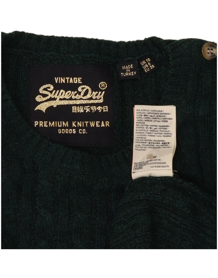 SUPERDRY Γυναικείο πουλόβερ με λαιμό σκάφος UK 10 Μικρό Πράσινο Ακρυλικό