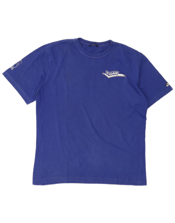 GAS Ανδρικό γραφικό T-Shirt Top μεγάλο μπλε βαμβακερό