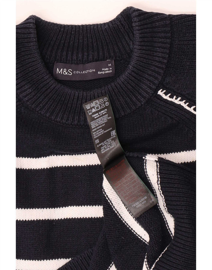 Marks & Spencer Ανδρικό πουλόβερ με λαιμόκοψη μεσαίου μπλε ριγέ