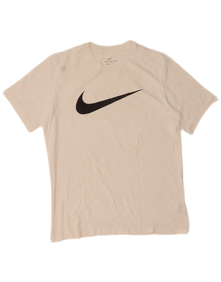 Ανδρικό γραφικό μπλουζάκι Nike, μεσαίο λευκό βαμβακερό