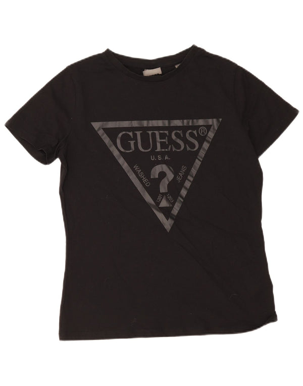 Γυναικείο γραφικό μπλουζάκι Guess Top UK 12 μεσαίο μαύρο βαμβακερό